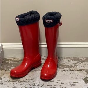 Red hunter boots with boot sock